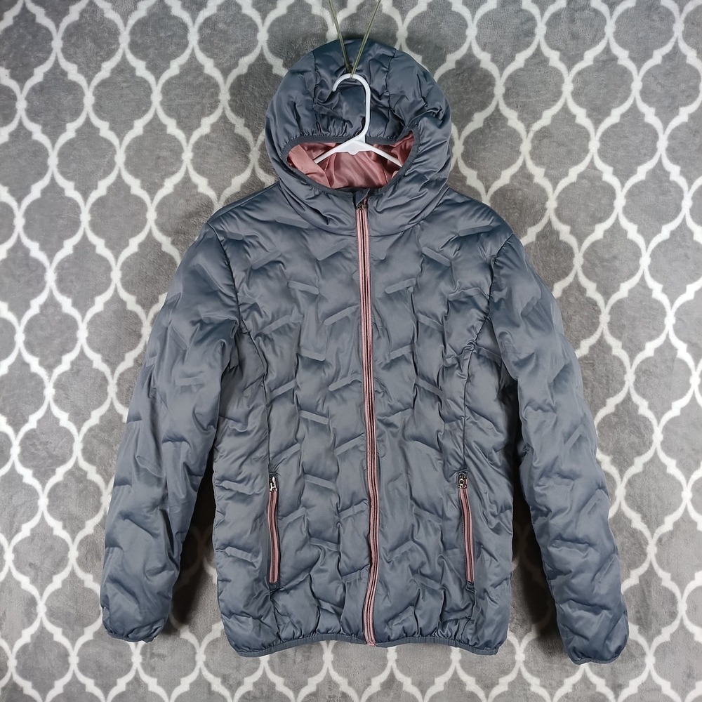 Boulder Gear Puffer Jacket Womens Size Medium Grey Hooded Quilted Technical